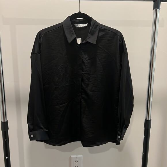 Zara | Black Satin Shirt - Picture 4 of 5